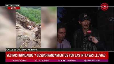 Vecinos inundados y desbarrancamientos por las intensas lluvias